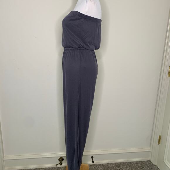 Grey Jersey Strapless Jumpsuit Sz Small Casual Beach - Picture 4 of 10